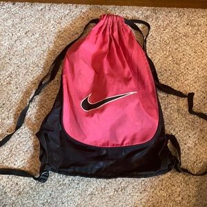 Nike pink and black draw string bag